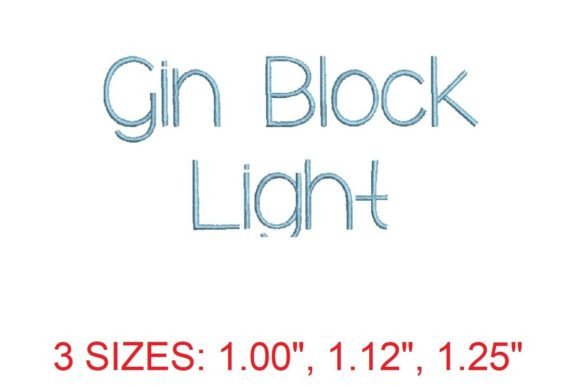 Gin Block Light Embroidery Font